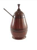 Vintage Pear Form Turned Wood Lidded Sugar Spice Bowl with Spoon 3" x 5 1/2" — Collectibles:Decorative Collectibles:Trinket B