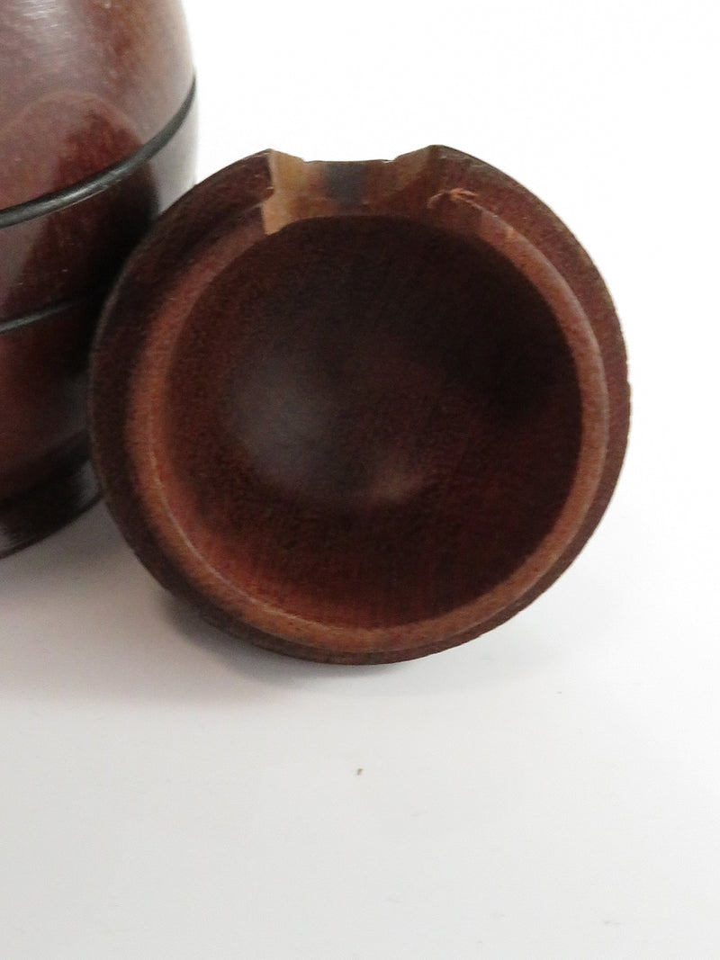 Vintage Pear Form Turned Wood Lidded Sugar Spice Bowl with Spoon 3" x 5 1/2"