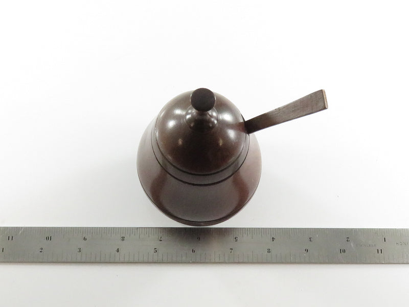 Vintage Pear Form Turned Wood Lidded Sugar Spice Bowl with Spoon 3" x 5 1/2"