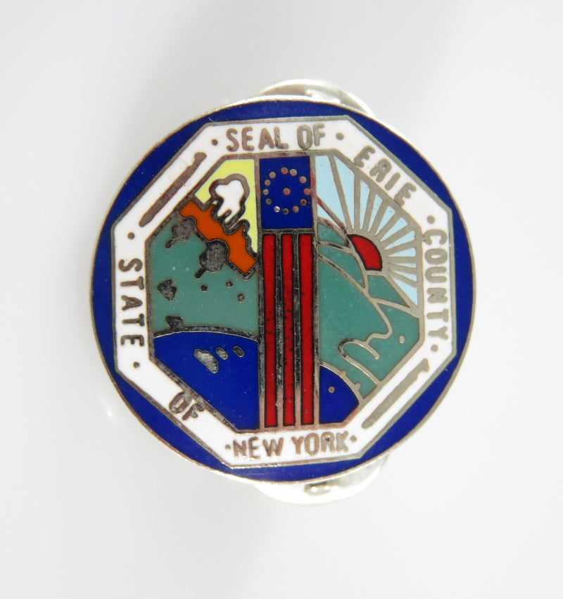 Seal of Erie County State of New York Enameled Pinback
