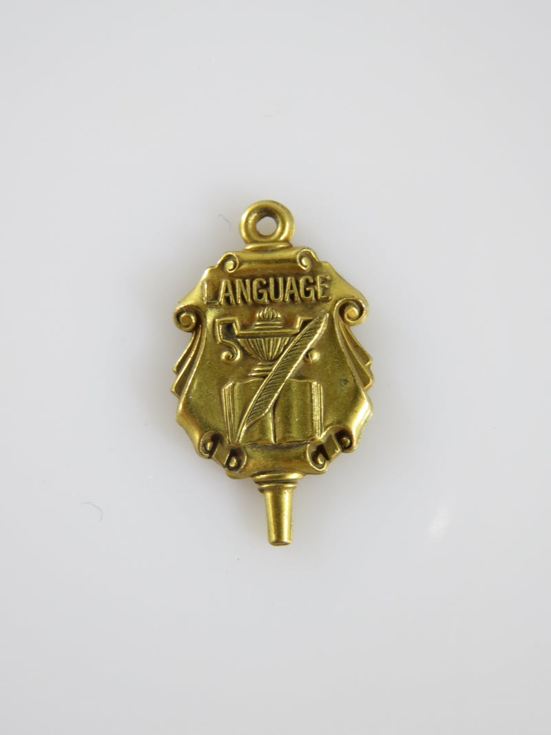 Vintage 1940's School Medal for Language by Jostens Gold Gilt Medal