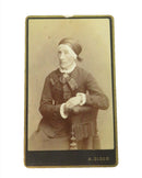 Antique CDV Old Woman Fancy Brooch Triple Band A. Olson Ostersund Sweden 4 1/8" — front view