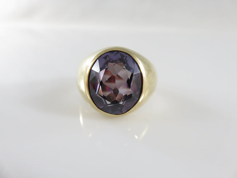 Oval Alexandrite 10k Mens Solitaire Yellow Gold Size 9.5 SA 9.1gr 6 Carat