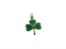 Vintage 9K Yellow Gold Lucky 3 Leaf Clover Charm with Green Enamel UK Hallmarking — Jewelry & Watches:Fine Jewelry:Fine Charm