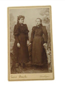 Antique CDV Two Young Ladies Holding Hands Lars Bach Stenkjoer 4 1/8" x 2 1/2" — front view