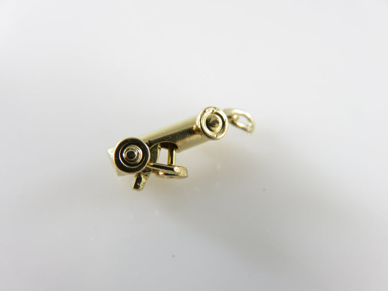 Vintage 10K Yellow Gold Race Car Charm 3D Wheels Turn Old Time Car