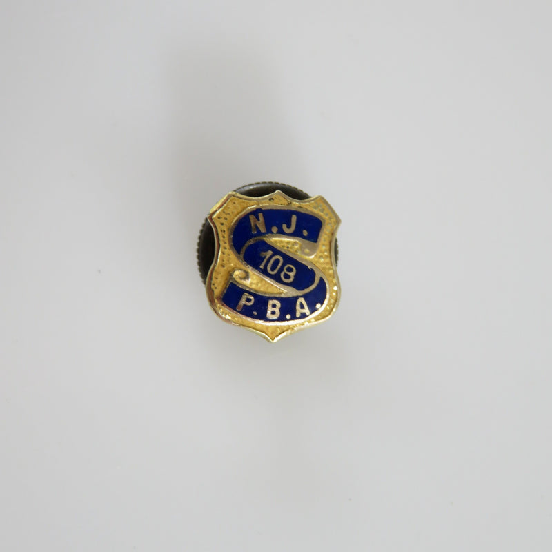Vintage 10K Gold New Jersey Police Benevolent Association Collar Badge Lapel Screw Back