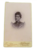 Antique CDV Woman In Pinstripe Dress Tora Petterson Stadsgarden Sweden 4 1 /8" x — front view