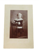 Antique Photo Card of Cute Toddler Standing on Chair 4 1/8" x 2 5/82" — front view