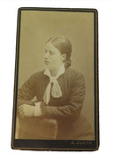 Antique CDV Woman Posing Left Wearing Scarf A. Olson Ostersund Sweden 4 1/8" x 2 — front view