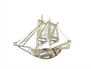 Nice Vintage Filigree Designed 925 Sterling Silver Sail Boat Sailing Ship Italian Brooch — For Restoration • Sterling Silver,