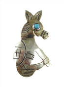 Vintage Donkey Jackass Pin Sterling Silver Turquoise Taxco Mexico Eagle 28