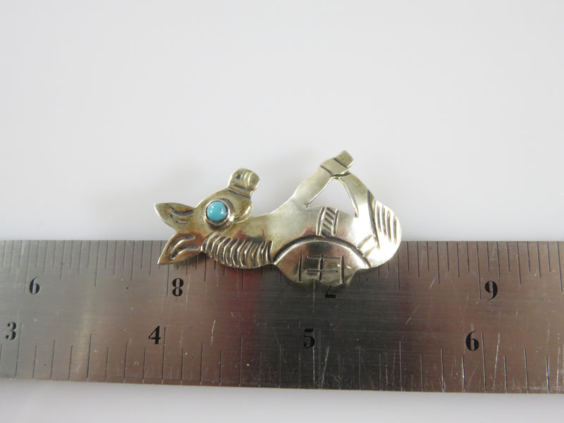 Vintage Donkey Jackass Pin Sterling Silver Turquoise Taxco Mexico Eagle 28