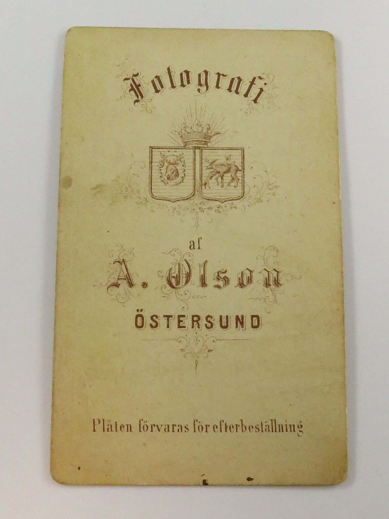 Antique CDV Distinguished Young Man A. Olson Ostersund Sweden 4" x 2 1/2"