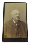 Antique CDV Bald Man Fancy Watch Fob A. Olson Ostersund Sweden 4 1/8" x 2 1/2" — front view