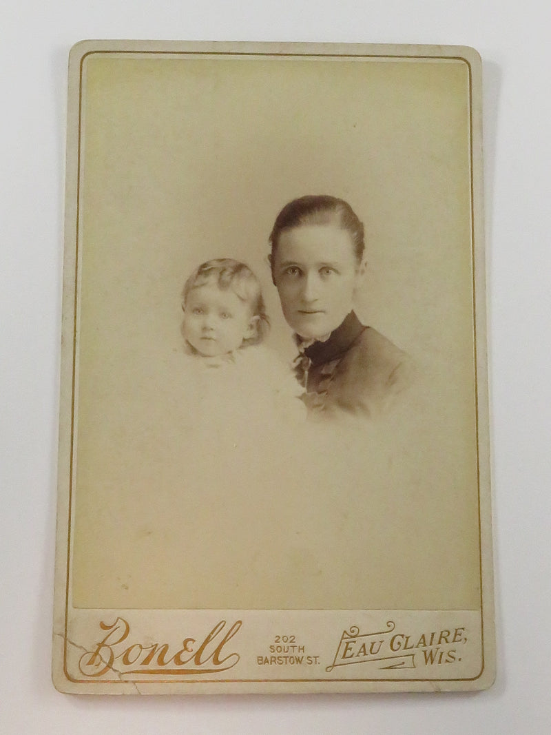 Antique Cabinet Card Bonell Woman and Daughter Eau Claire Wisconsin c1885