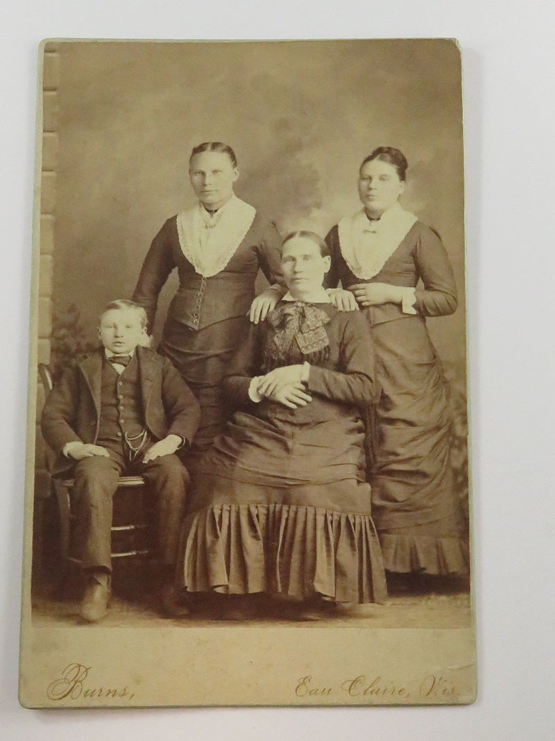Antique Cabinet Card Burns 3 Woman and Young Boy Eau Claire Wisconsin c1875
