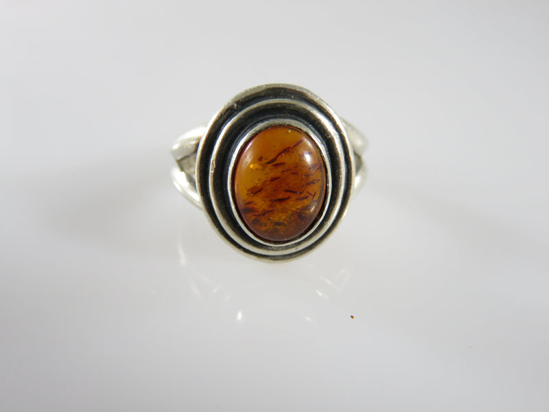Vintage Baltic Amber Sterling Ring Size 5 1/2 Signed C BOMA 925