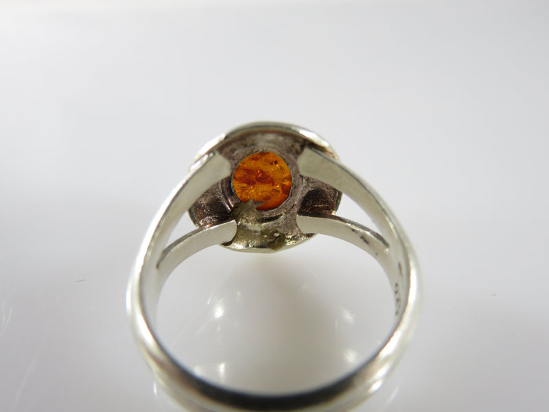 Vintage Baltic Amber Sterling Ring Size 5 1/2 Signed C BOMA 925