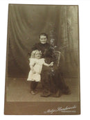 Antique Atelje Huczkowski Photograph of Little Girl and Woman — front view