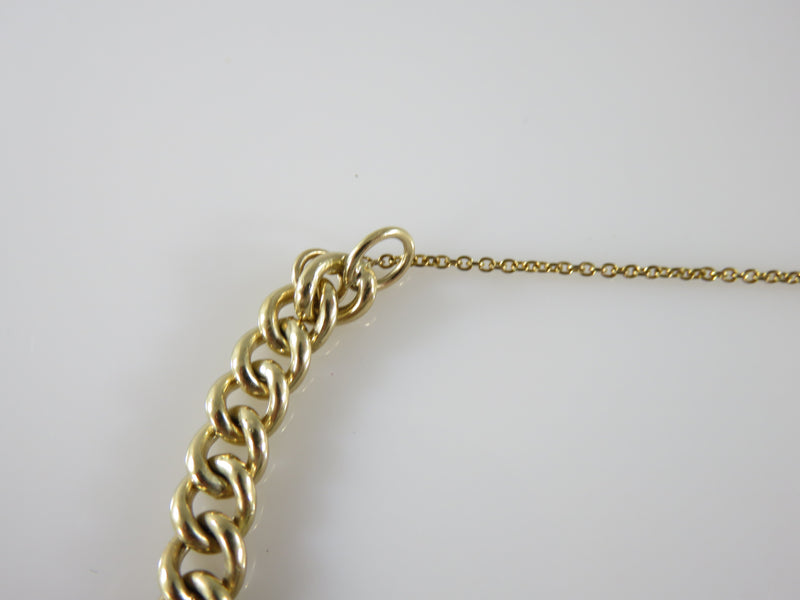Vintage 7" 12K Gold Filled 1.55mm Curb Link Charm Bracelet with Safety Chain