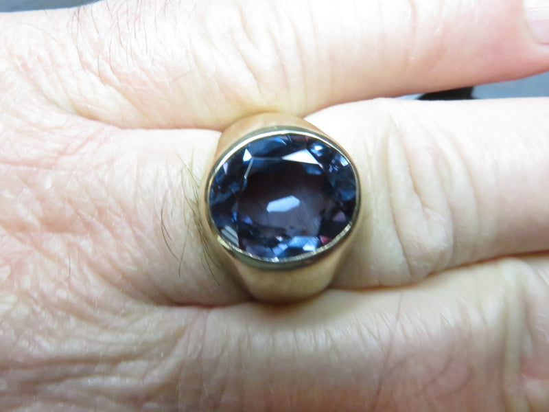 Oval Alexandrite 10k Mens Solitaire Yellow Gold Size 9.5 SA 9.1gr 6 Carat
