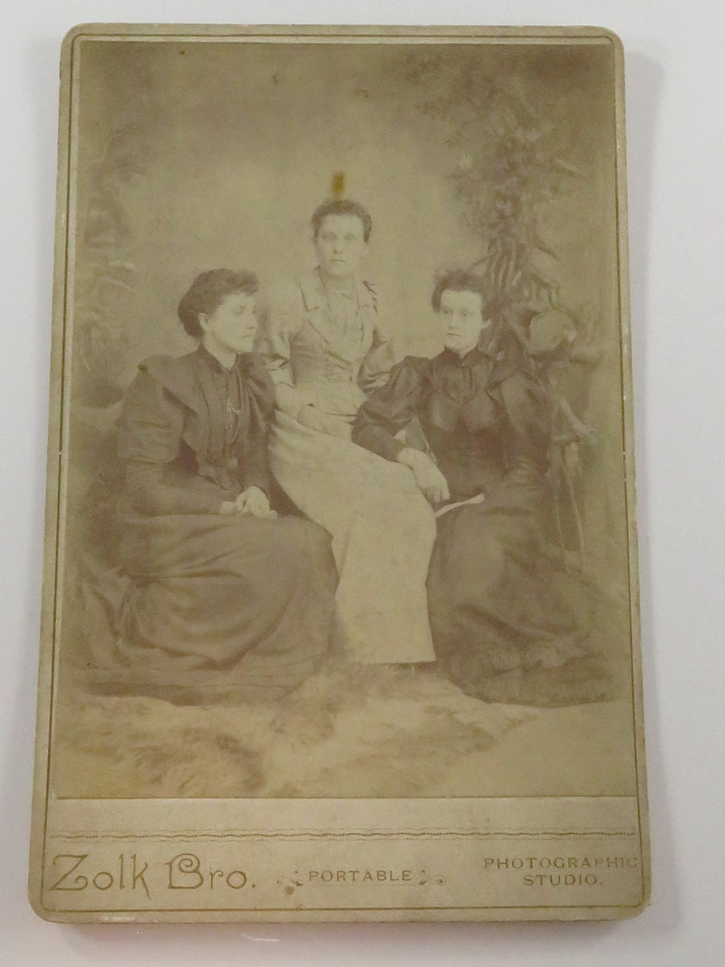 Antique Cabinet Card 3 Women In Pose Zolk Bro. Photographic Studio c1885