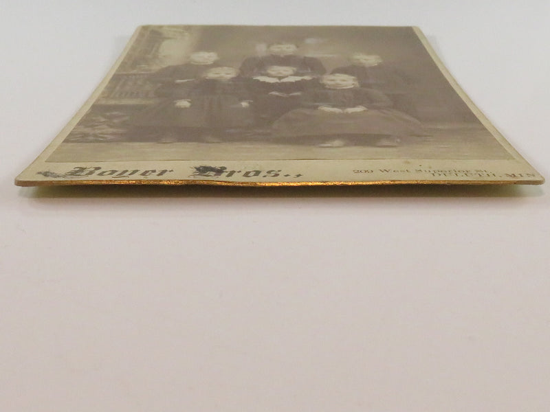Antique Cabinet Card Gaggle of 6 Very Cute Children Boger Bros Duluth MN c1890