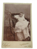 Antique Cabinet Card Cute Baby in Carriage Nelson Fullerton Nebraska c1890 — front view