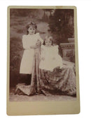 Antique Cabinet Card Two Pretty Little Girls In Pose with Creek Backdrop c1880 — front view