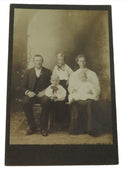 Antique Photo Card c1900 Family Photo 3 Boys Father & Mother Silver Gelatin Imag — Silver — front view