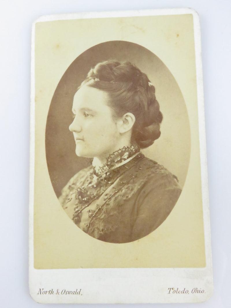 Unnamed Sitter Victorian Woman Fancy Hair North & Oswald Toledo Antique Photograph