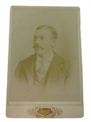 Antique Cabinet Card Man in Tie Facing Left Bonell Eau Claire Wisconsin c 1885 — front view