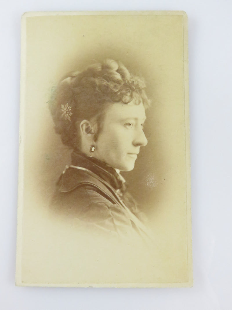 Unnamed Sitter Victorian Woman Hair Pin Cameo Earrings Chas F Lee Antique Photograph