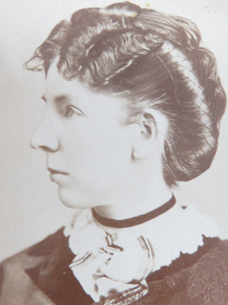 Unnamed Sitter Left Facing Hair Net Woman E. Decker Cleveland OH Antique Photogr
