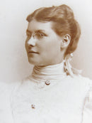 Unnamed Sitter Pretty in White Woman Fancy Border E.C. Dinturff & Co Syracuse NY Antique Photograph — front view