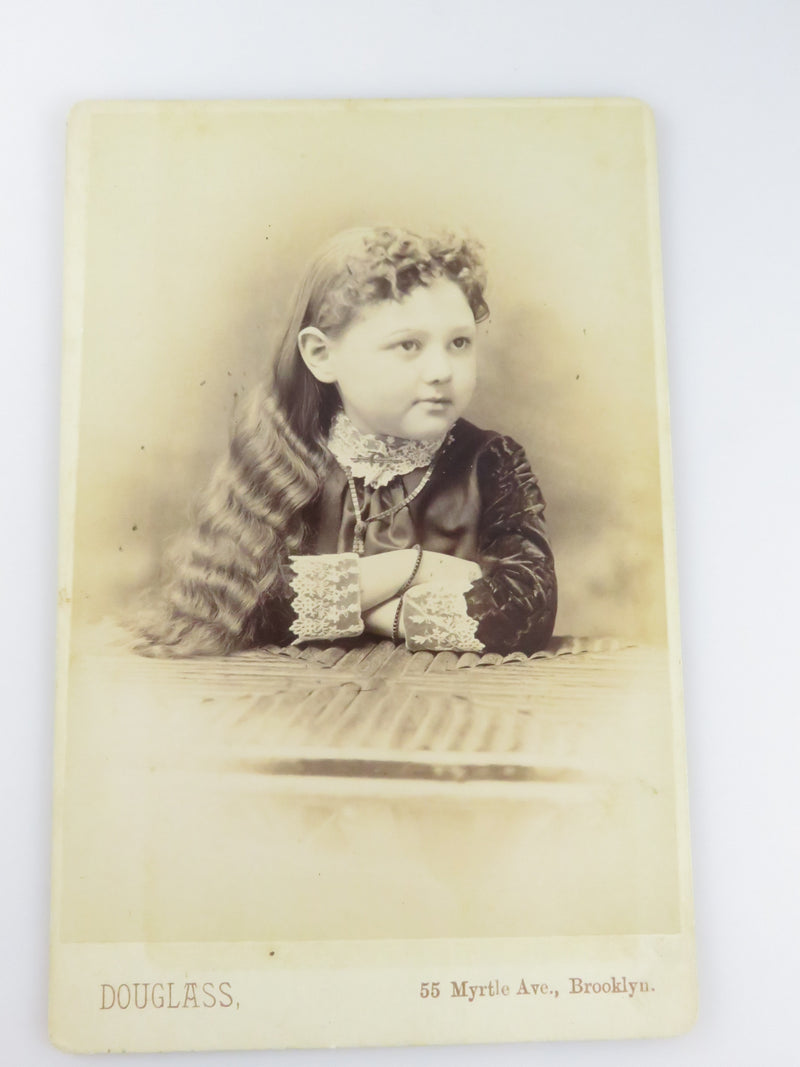 Unnamed Sitter Adorable Decked Out Little Girl Douglass Brooklyn NY Antique Phot