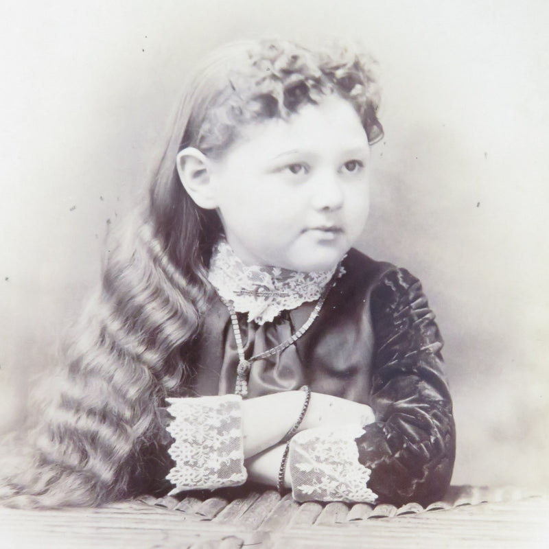 Unnamed Sitter Adorable Decked Out Little Girl Douglass Brooklyn NY Antique Phot