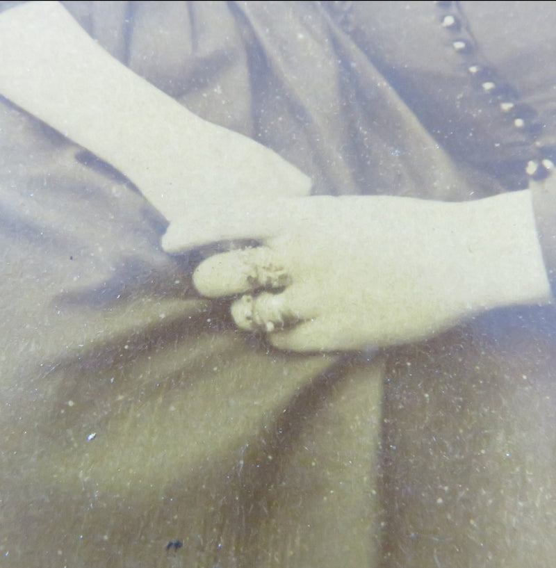 Mother & Daughter in pose Cross Rings Antique UK Cabinet Card by Dickinson