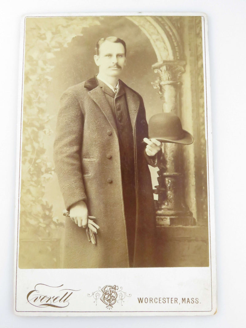 Clarence O Crockett Bowler Hat Handsome Man Everett Worcester Mass Antique Photo