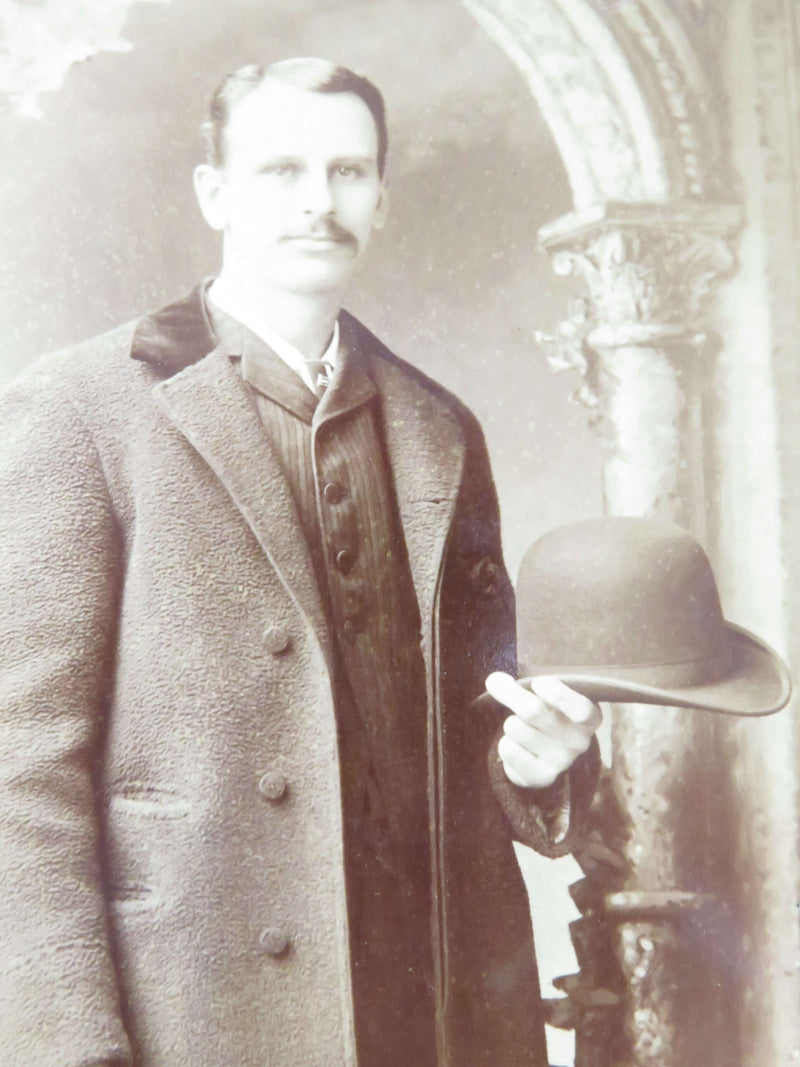 Clarence O Crockett Bowler Hat Handsome Man Everett Worcester Mass Antique Photo