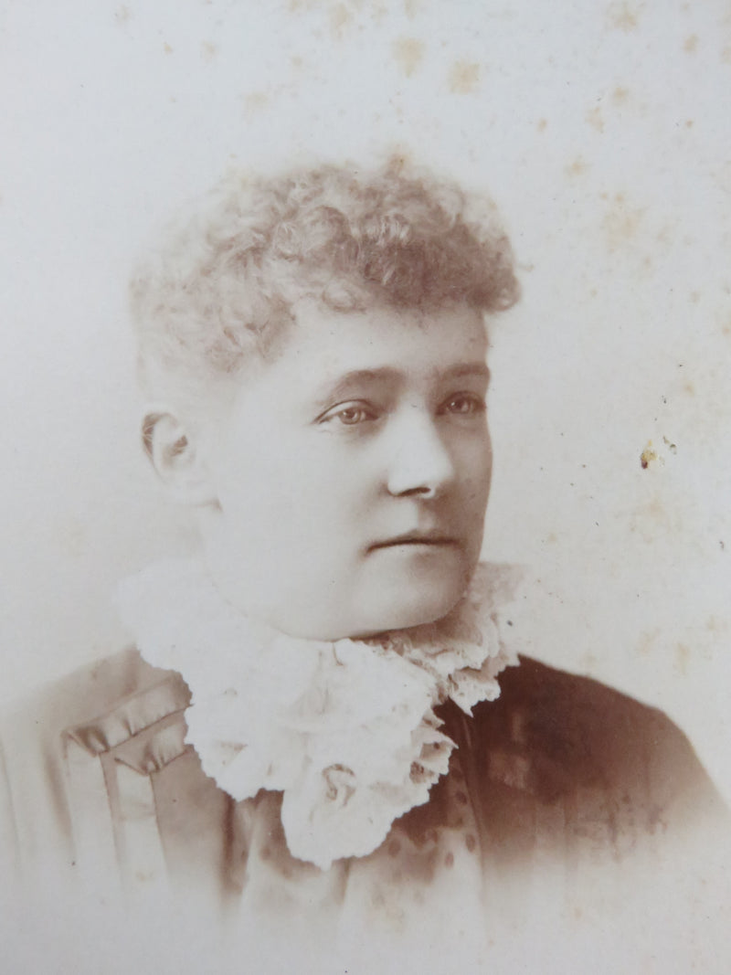 Unnamed Sitter Woman Short Curly Hair Wilcox Chicago IL Antique Photograph