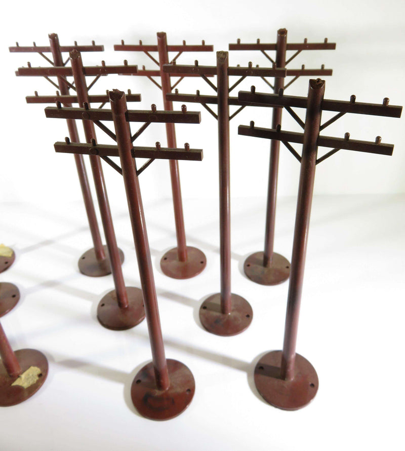 Grouping of 11 Plasticville 1000 Railroad Telephone Poles Brown Circa 1950's - Just Stuff I Sell