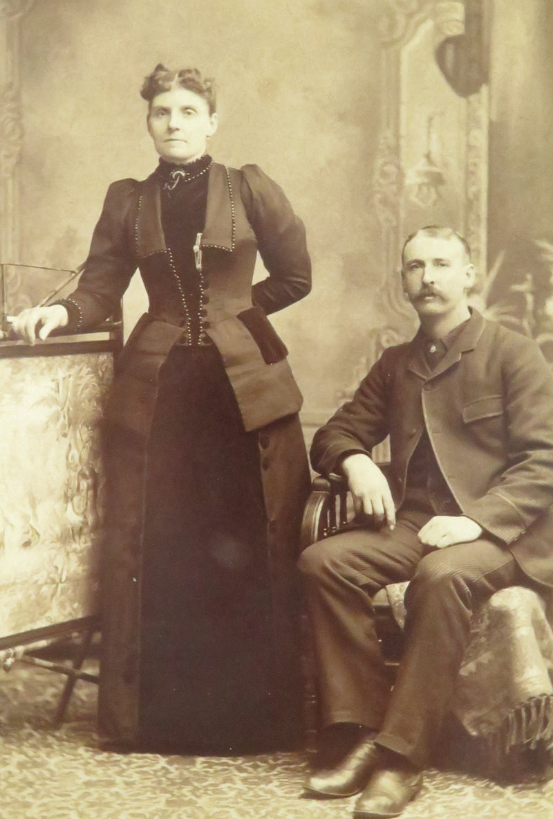 Unnamed Sitters Man & Woman Couple Posing Dole Bangor Maine Antique Photograph