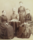 Named Sitter Wife Husband & Daughters Posing L.M. Clement Vermont Antique Photograph — front view
