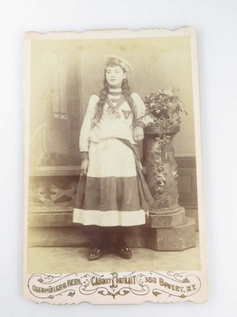 Actress Model Girl in Sailor Outfit Long Hair Obermuller & Kern Antique Photograph