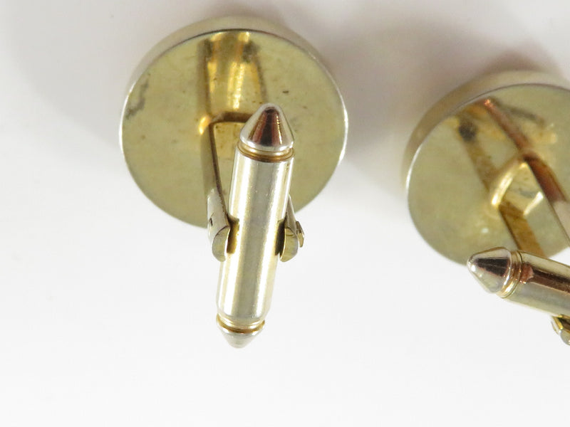 Unusual Pre-owned Compass Cufflink Set with Bullet Backs Showing Wear