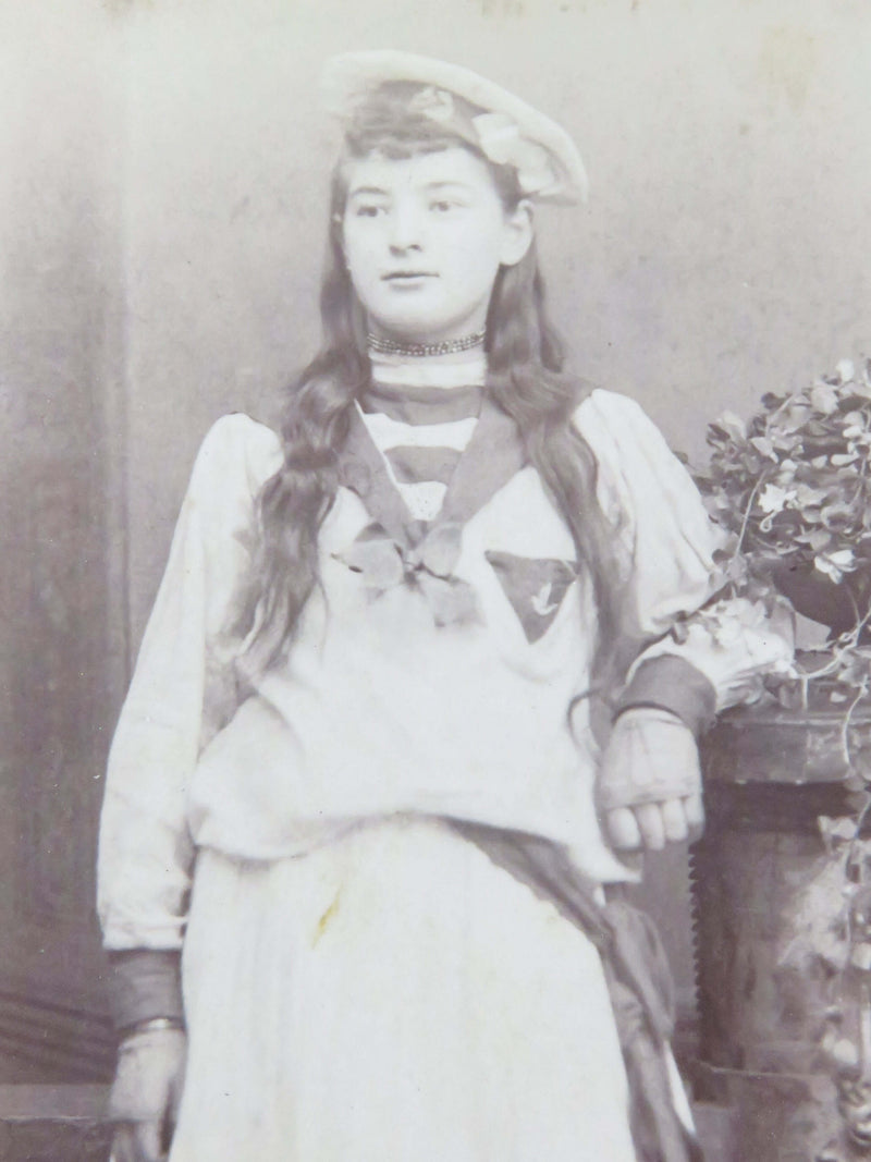 Actress Model Girl in Sailor Outfit Long Hair Obermuller & Kern Antique Photograph