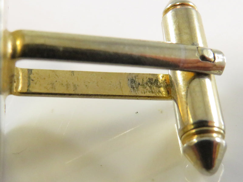 Unusual Pre-owned Compass Cufflink Set with Bullet Backs Showing Wear