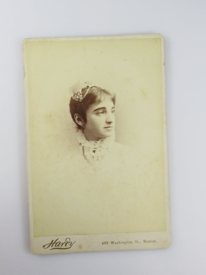 Unnamed Sitter Short Haired Lacy Tom Boy Woman in White Hardy Boston Antique